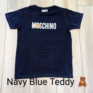 NWT Moschino T-Shirts Unisex Sizes 2T to 16Y NAVY BLUE TEDDY PRINT